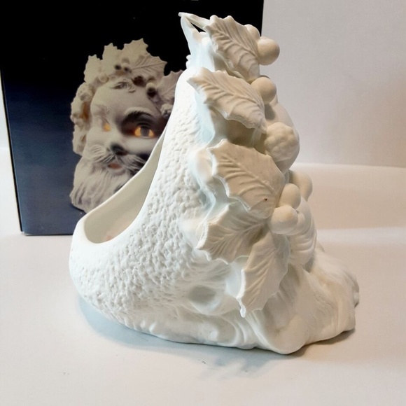 Old World Santa Christmas Decor Silvestri White Bone China Large Candle Votive - Picture 8 of 11